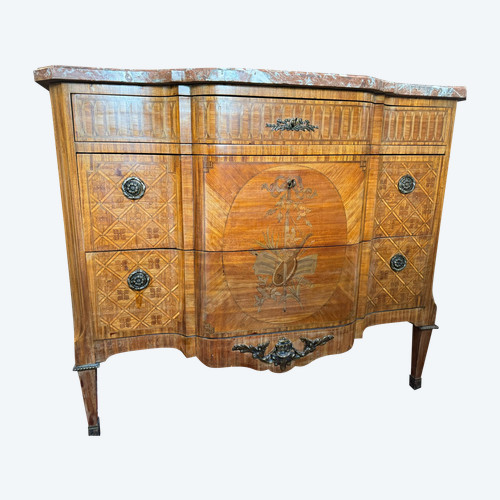 COMMODE A RESSAUT CENTRAL EPOQUE LOUIS XVI