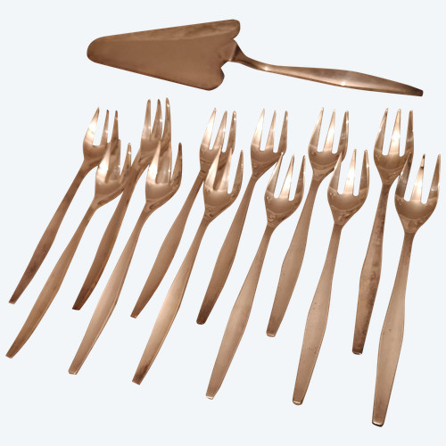 12 forks + assorted cake scoop Orly model Christofle silverware