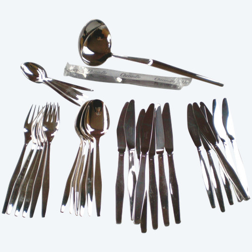 Part de (demi-)ménagère Orly métal argenté orfèvrerie Christofle années 70 (6 couverts) 32 pièces