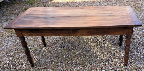 table de ferme ou pour cuisine en noyer blond massif fin 19ème