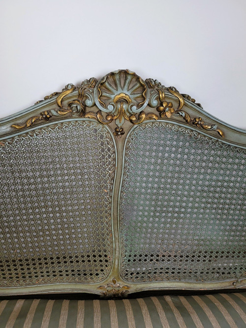 Salon 3 Pièces En Bois Laqué Et Cannage, Circa 1900