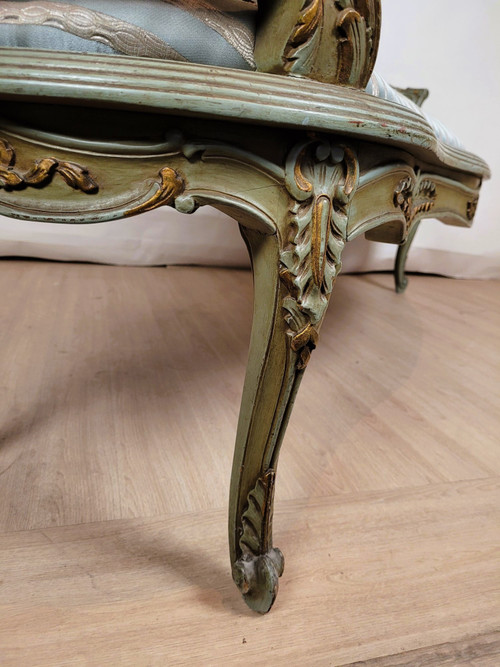 Salon 3 Pièces En Bois Laqué Et Cannage, Circa 1900