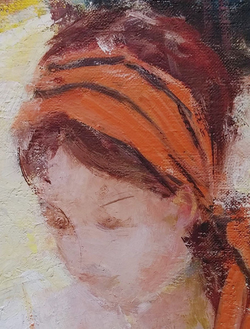 Alain ROUSSEAU (b.1926), Signed French original oil/canvas - Woman, Fruit, Garden, Provence