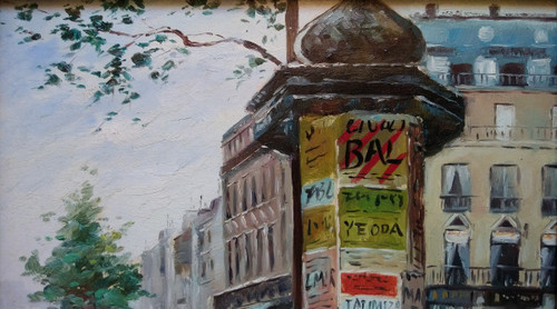 H. RENAUD (1921-1990), Huile/toile d'origine, signée - Tableau, Paris, Boulevard, Personnage
