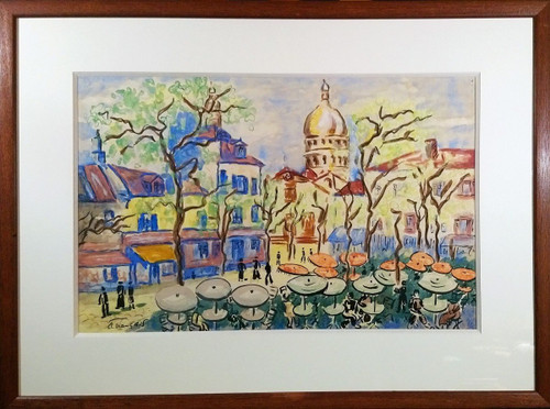 Anne FRANÇAIS (1909-1995), Original Mischtechnik, signiert - Montmartre, Paris, Sacré-Coeur