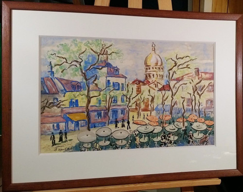 Anne FRANÇAIS (1909-1995), Original Mischtechnik, signiert - Montmartre, Paris, Sacré-Coeur