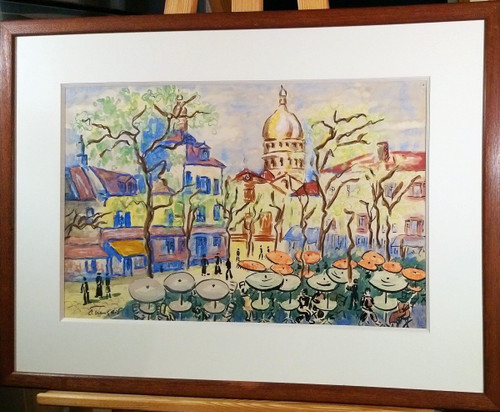 Anne FRANÇAIS (1909-1995), Original Mischtechnik, signiert - Montmartre, Paris, Sacré-Coeur