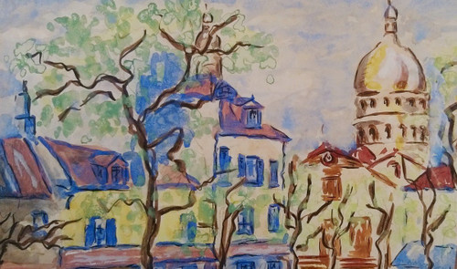 Anne FRANÇAIS (1909-1995), Original Mischtechnik, signiert - Montmartre, Paris, Sacré-Coeur