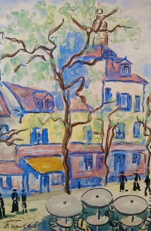 Anne FRANÇAIS (1909-1995), Original Mischtechnik, signiert - Montmartre, Paris, Sacré-Coeur