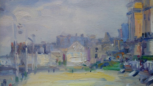 Marcel LAQUAY (1925-2014), Grande Huile/toile d'origine, signée - Trouville, Mer, Plage, Bateau