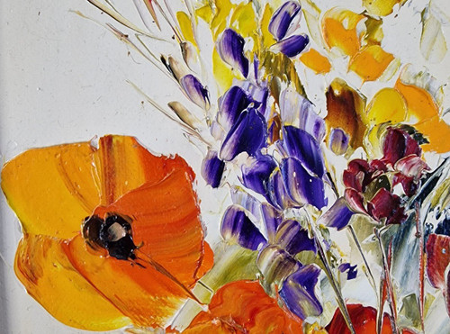 Michel VÉZINET (né en 1957), Huile/toile d'origine, signée - Fleur, Bouquet, Nature Morte, Vase