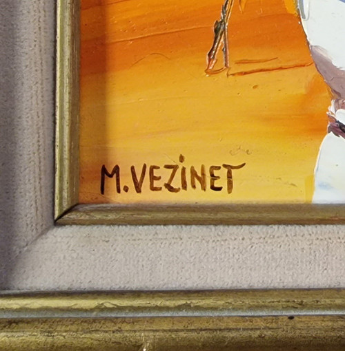 Michel VÉZINET (né en 1957), Huile/toile d'origine, signée - Fleur, Bouquet, Nature Morte, Vase