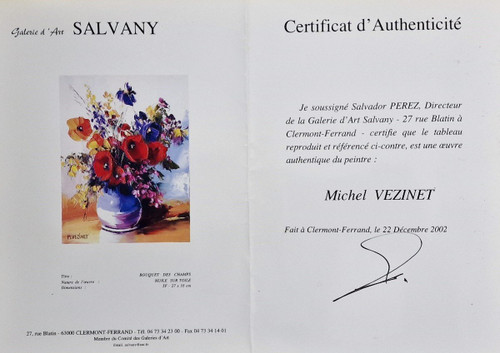 Michel VÉZINET (né en 1957), Huile/toile d'origine, signée - Fleur, Bouquet, Nature Morte, Vase