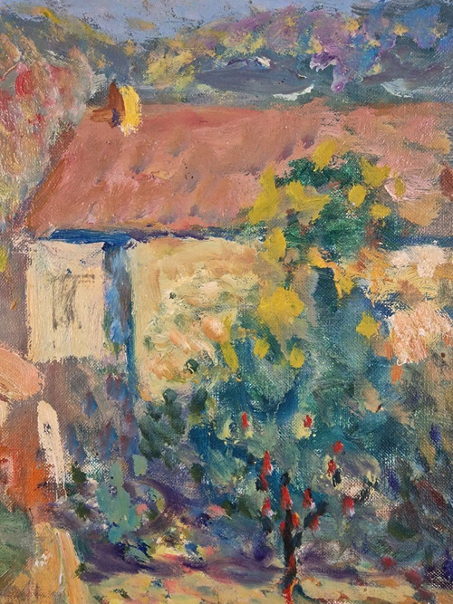 Jacques GAUTHERIN (1929-1997), Original Öl/Leinwand, signiert – Garten, Haus, Impressionismus