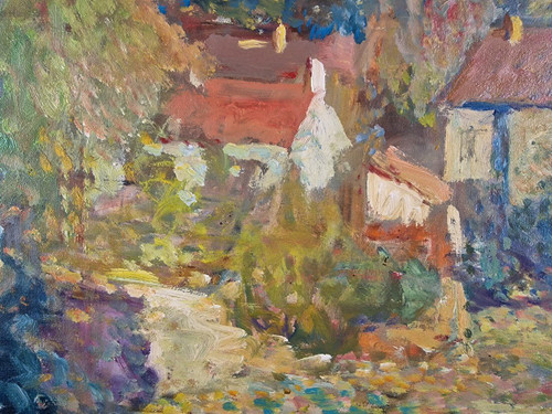 Jacques GAUTHERIN (1929-1997), Original Öl/Leinwand, signiert – Garten, Haus, Impressionismus
