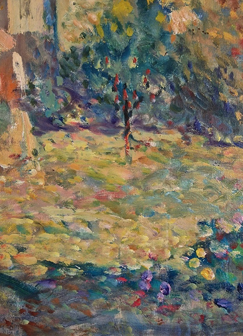 Jacques GAUTHERIN (1929-1997), Original Öl/Leinwand, signiert – Garten, Haus, Impressionismus