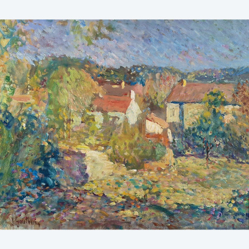 Jacques GAUTHERIN (1929-1997), Original Öl/Leinwand, signiert – Garten, Haus, Impressionismus
