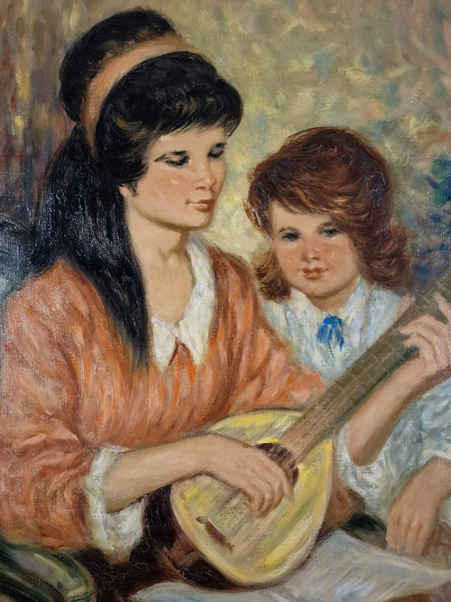 Pierre Eugène DUTEURTRE (1911-1989), Olio/tela originale, firmato - Carattere, Musica, Fiore
