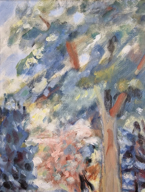 Paul LOISEAU (1893-1970), Olio originale su tela, firmato - Donna, giardino, casa, fiore, estate