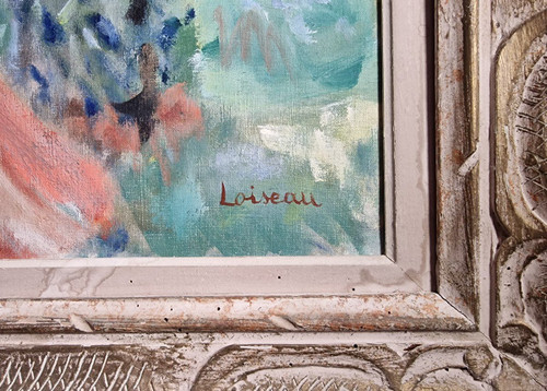 Paul LOISEAU (1893-1970), Olio originale su tela, firmato - Donna, giardino, casa, fiore, estate
