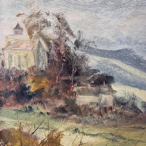 Jean SIEURIN (1931-2024), Original Öl/Leinwand, signiert – Landschaft, Normandie, Seine, Boot