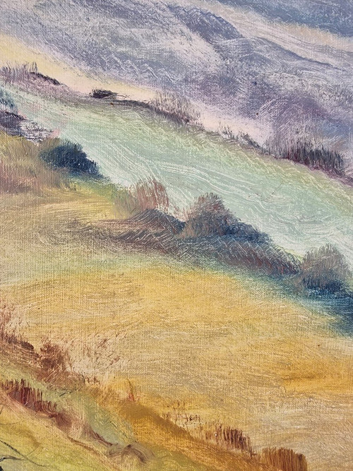 Jean SIEURIN (1931-2024), Original Öl/Leinwand, signiert – Landschaft, Normandie, Seine, Boot