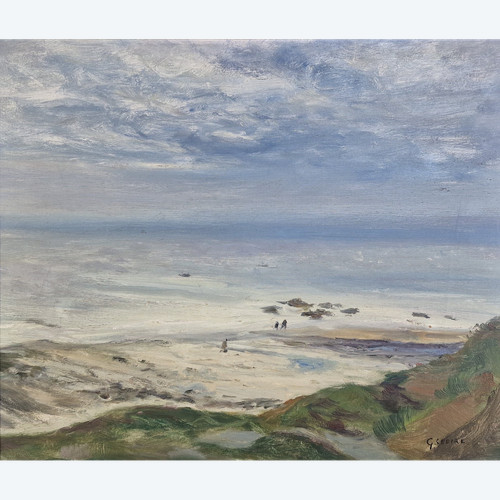 Gaston SEBIRE (1920-2001) Original Öl/Leinwand, signiert – Meer, Strand, Landschaft, Charakter