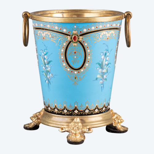 Small Enameled Cache Pot, 19th Century