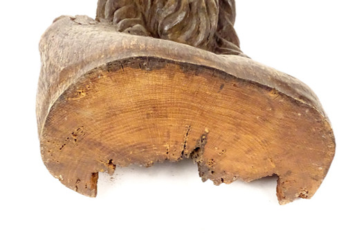 Statue Bust Christ Crown Thorns Wood Carved High Period 14th-15th century