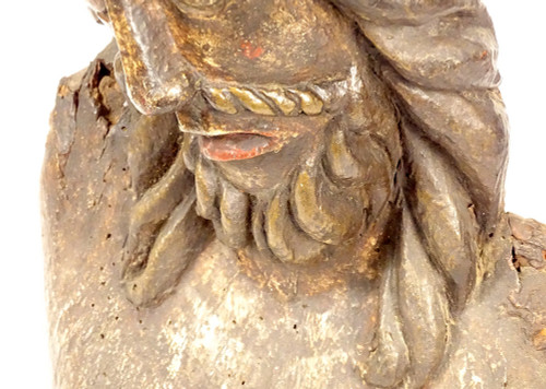 Statue Bust Christ Crown Thorns Wood Carved High Period 14th-15th century