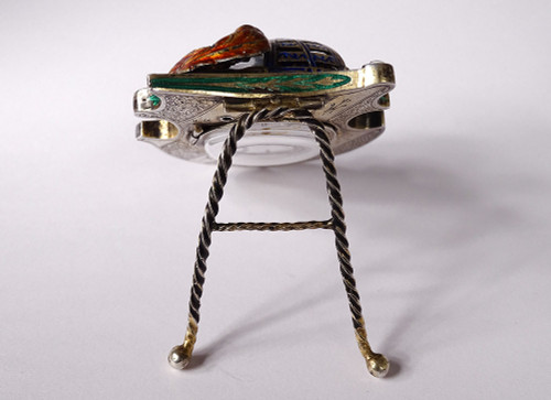 Vienna enamel clock Signed Hermann Böhm Silver Jasper Heaume Austria 19th century