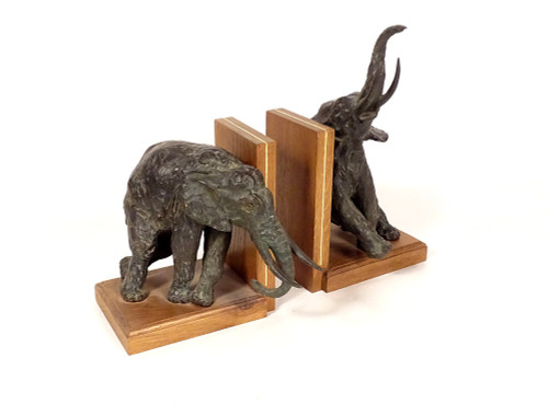 Pair of bookends Elephant sculptures Ary Bitter Bronze Art Deco 20th century