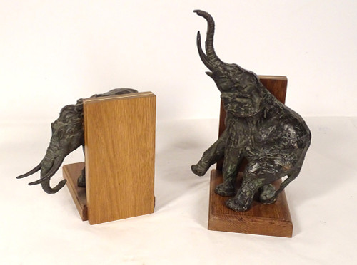Pair of bookends Elephant sculptures Ary Bitter Bronze Art Deco 20th century