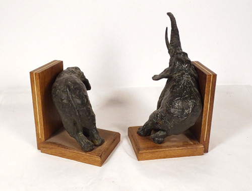 Pair of bookends Elephant sculptures Ary Bitter Bronze Art Deco 20th century