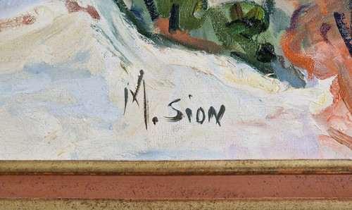 Marie SION (née en 1956) Huile/toile d'origine, signée - Mer, Saint tropez, Plage, Voilier, Sud