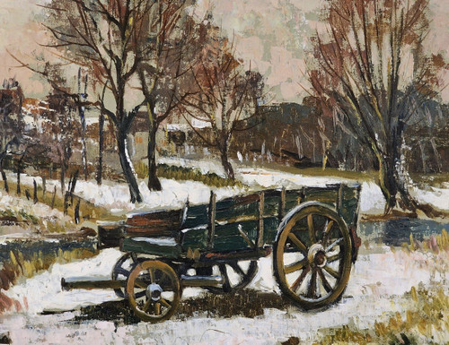 Maurice LEMAITRE (1929-2018) Original Öl/Leinwand, signiert – Landschaft, Schnee, Winter