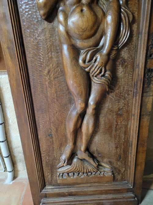 Sehr schöne Tür aus Massivholz, geschnitzt von Louis Joubert