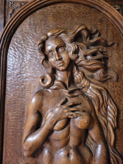 Sehr schöne Tür aus Massivholz, geschnitzt von Louis Joubert