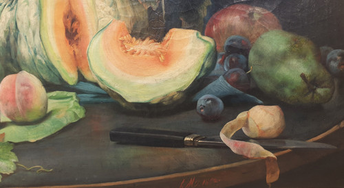 Hippolyte MICHAUD - Nature morte aux fruits et aux légumes