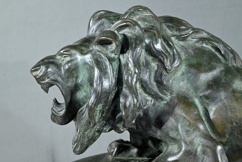 Bronze "Brüllender Löwe" signiert Nerin - Anfang 20.