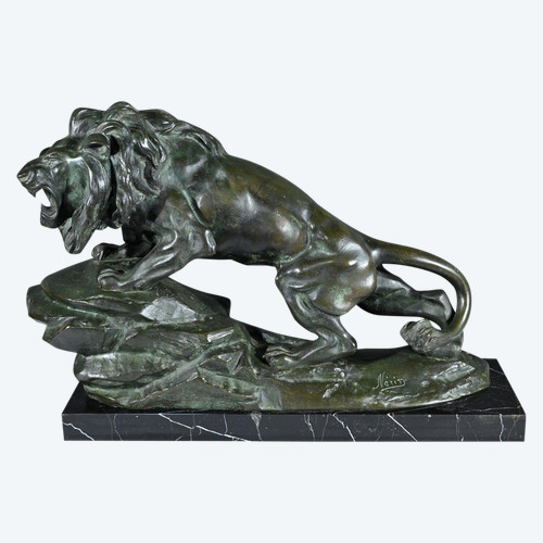 Bronze "Brüllender Löwe" signiert Nerin - Anfang 20.