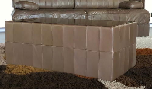 Divano a 3 posti De Sede in pelle patchwork color cioccolato, Svizzera anni '70