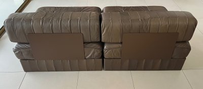 Divano a 3 posti De Sede in pelle patchwork color cioccolato, Svizzera anni '70