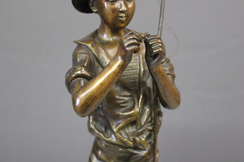 Bronze by Lavergne depicting a fisherman, circa 1900