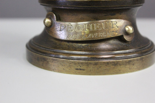 Bronze by Lavergne depicting a fisherman, circa 1900
