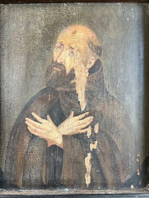 Tableau portrait de  Saint Bernard en prière 17eme