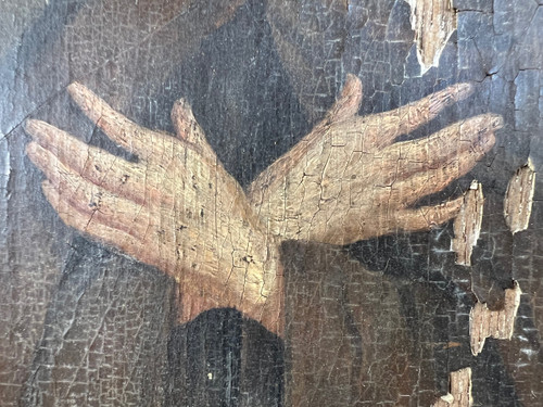Tableau portrait de  Saint Bernard en prière 17eme