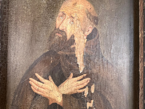 Tableau portrait de  Saint Bernard en prière 17eme