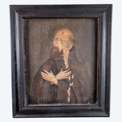 Tableau portrait de  Saint Bernard en prière 17eme