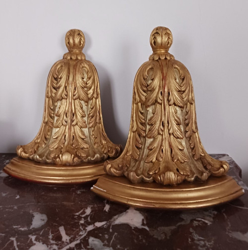 Paar Wandkonsolen zum Aufhängen - vergoldetes Holz - Stil Louis XVI